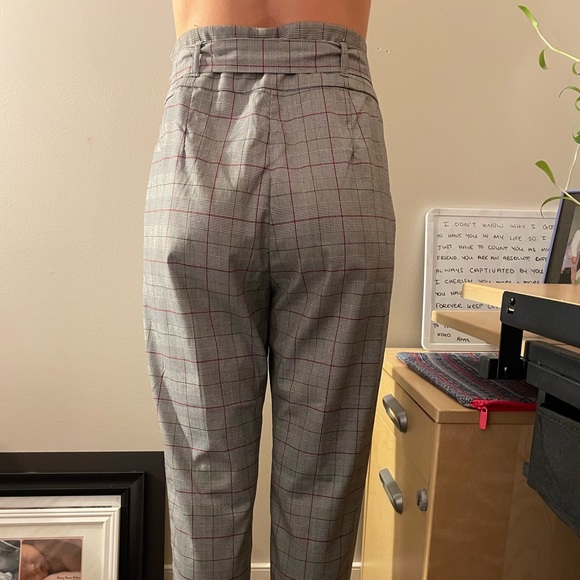 Plaid Paper-bag Pants with tie belt waist - Picture 4 of 6